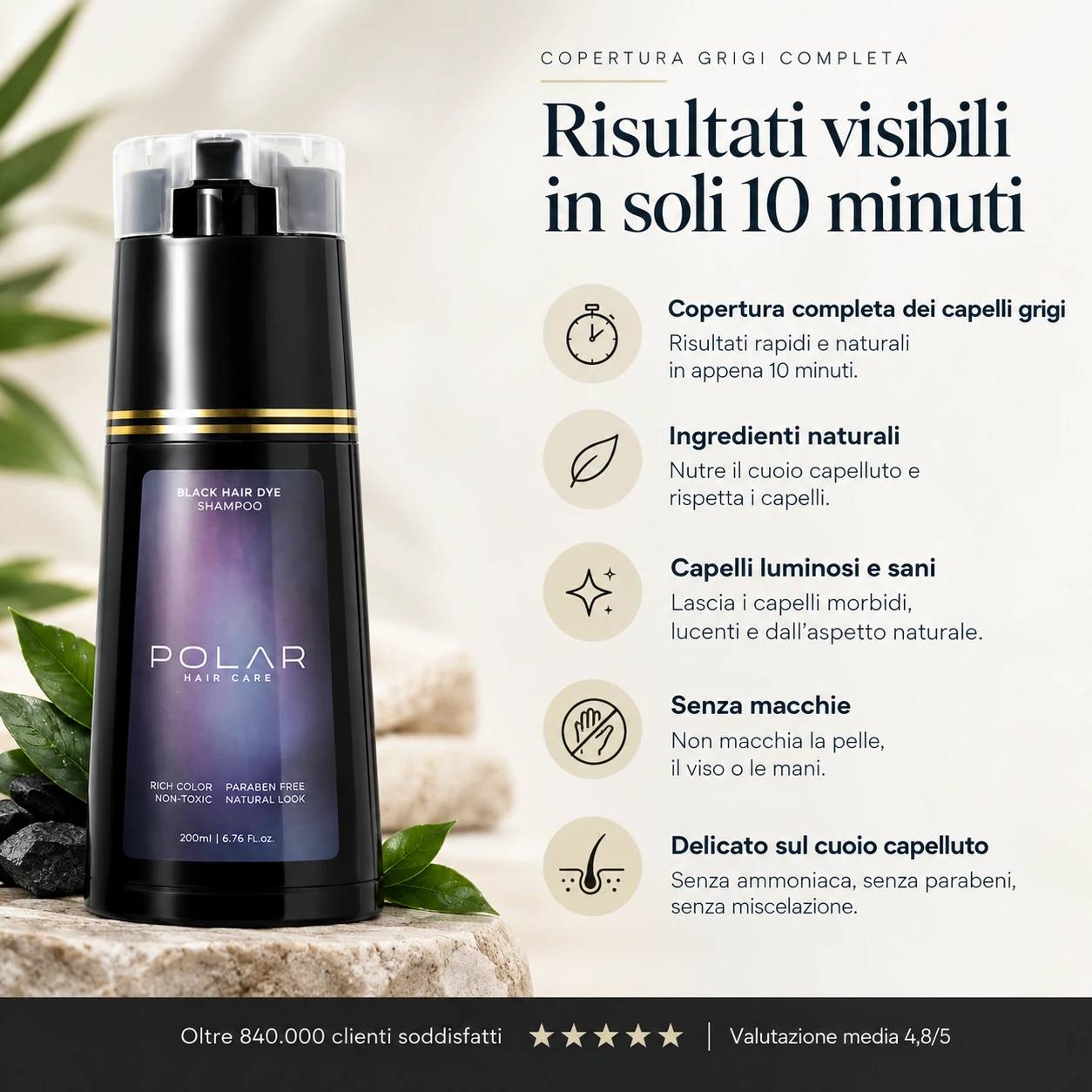Polaris Shampoo Colorante disponibile in sette tonalità